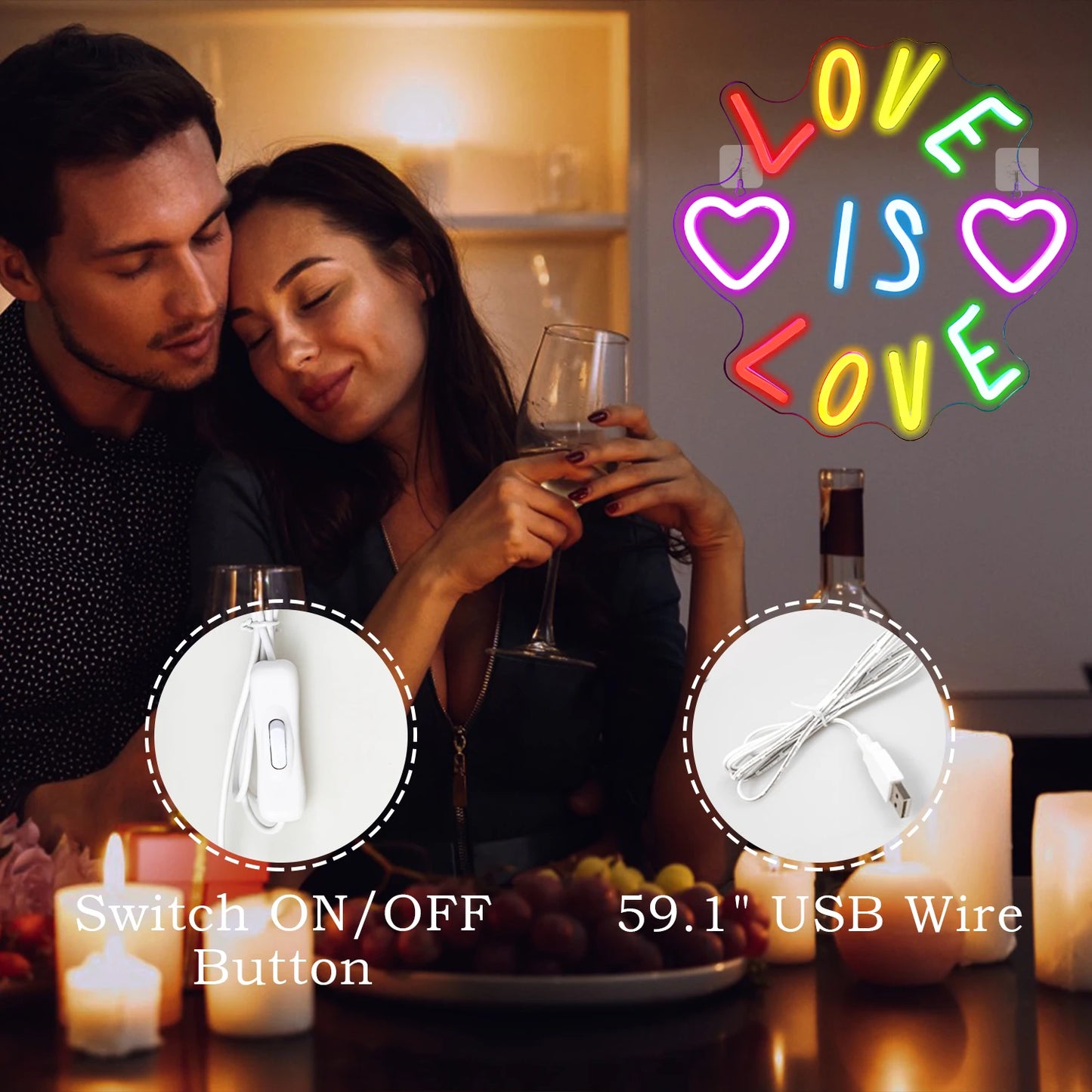 Love 5V Mini USB  LED Neon Sign - Budget-Friendly