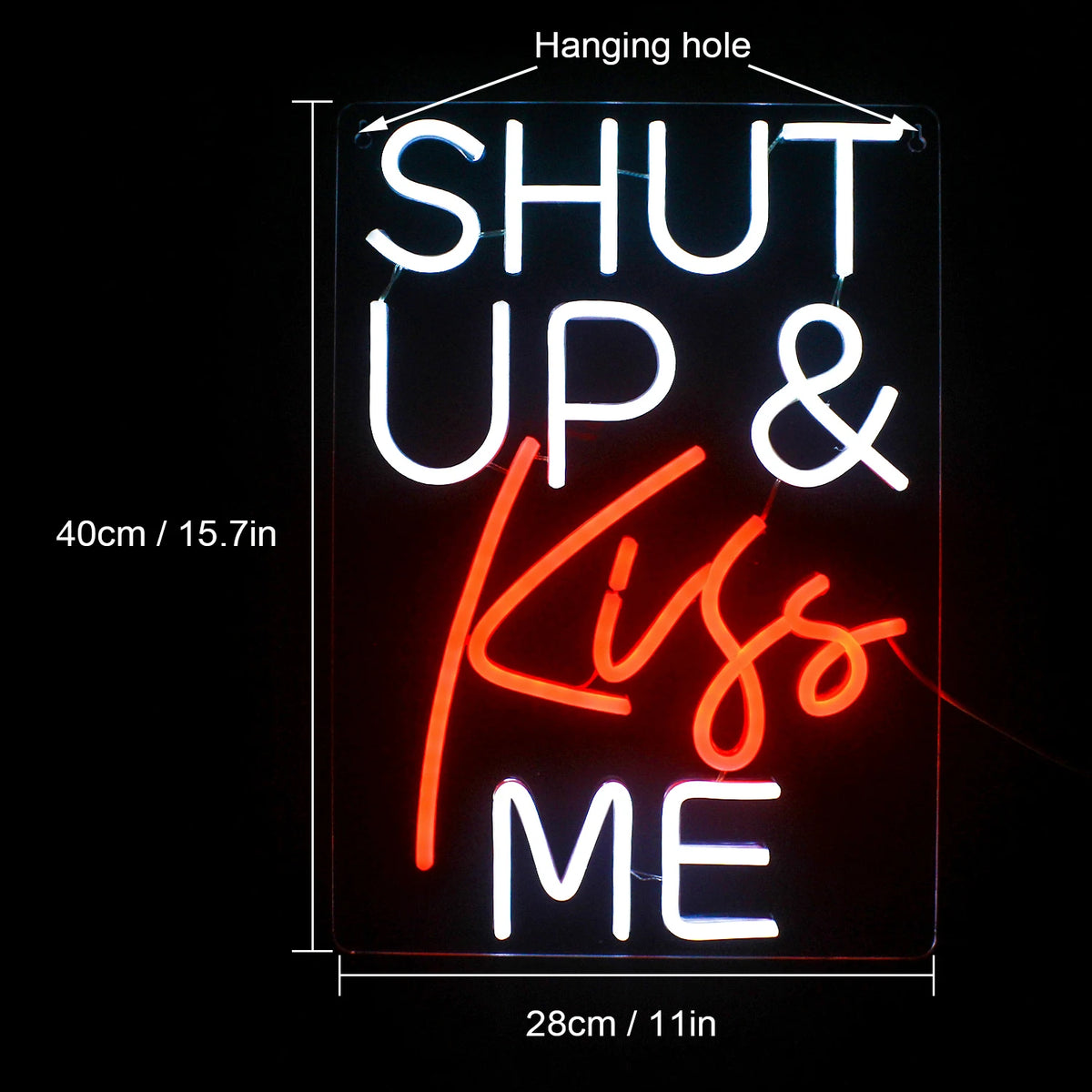 Shut Up & Kiss Me – LED-Neon-Schriftzug (5 V USB)
