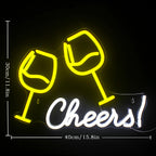 Cheers! – Anstoßende Weingläser – LED-Leuchtschild (5 V USB)