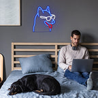 Hund mit Brille – LED-Neonschild (5 V USB)