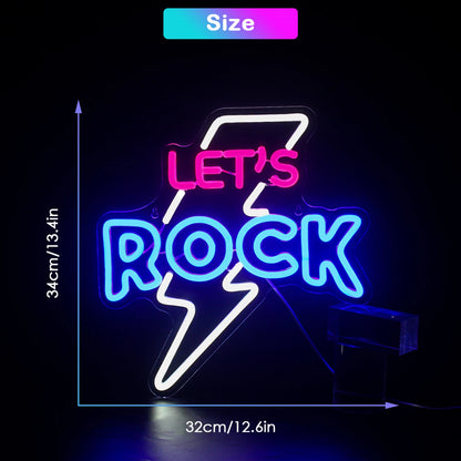 Let's Rock 5V Mini USB LED Neon Sign - Budget Friendly