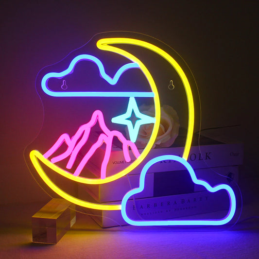 Moon Cloud 5V Mini USB LED Neon Sign - Budget Friendly