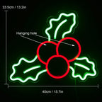 Stechpalme mit Beeren – LED-Neonschild (5 V USB)