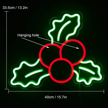 Christmas Decoration Holly Fruit 5V Mini USB LED Neon Sign - Budget Friendly