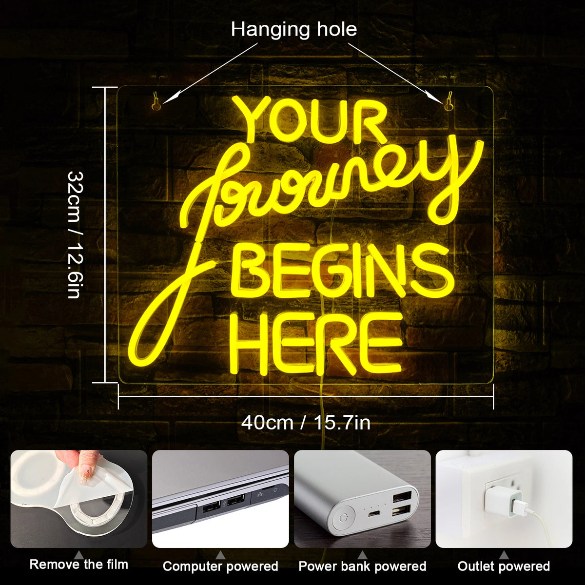 Your Journey Begins Here 5V USB LED Neon Sign - Budget Friendly