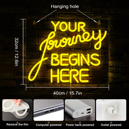 Journey Begin 5V Mini USB LED Neon Sign - Budget Friendly