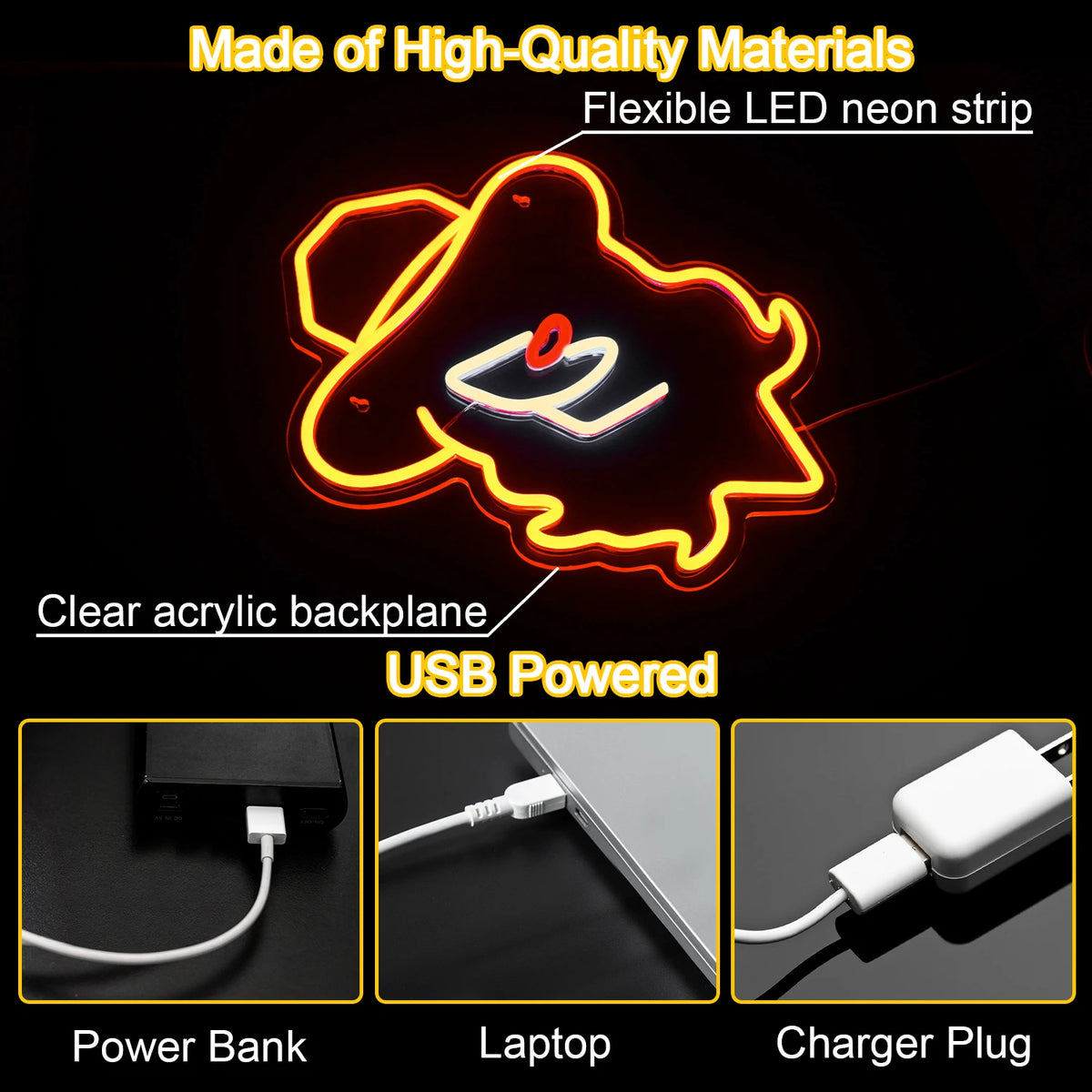 Cowgirlhüte – LED-Neonschild (5 V USB)