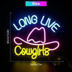 LONG LIVE Cowgirls – Cowboyhut – LED-Neonschild (5 V USB)