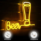 Beer – Hohes Bierglas – LED-Leuchtschild (5 V USB)
