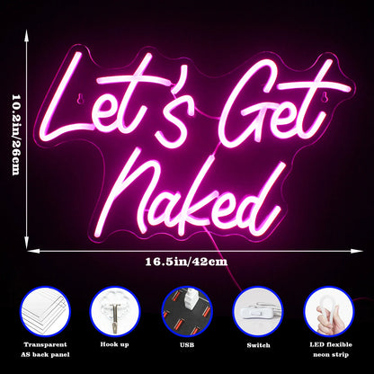 Let's Get Naked 5V Mini USB LED Neon Sign - Budget Friendly