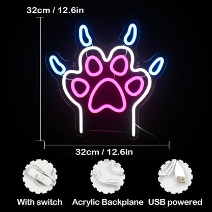 Dog Paw 5V Mini USB LED Neon Sign - Budget Friendly