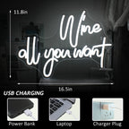 Wine all you want 5V USB LED Neon Sign - Budget Friendly