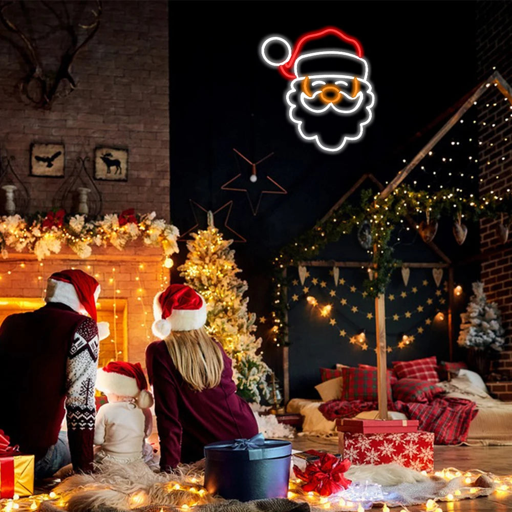 Santa Claus Face 5V USB LED Neon Sign - Budget Friendly