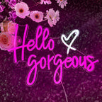 Hello Gorgeous – Herz – LED-Leuchtschild (5 V USB)