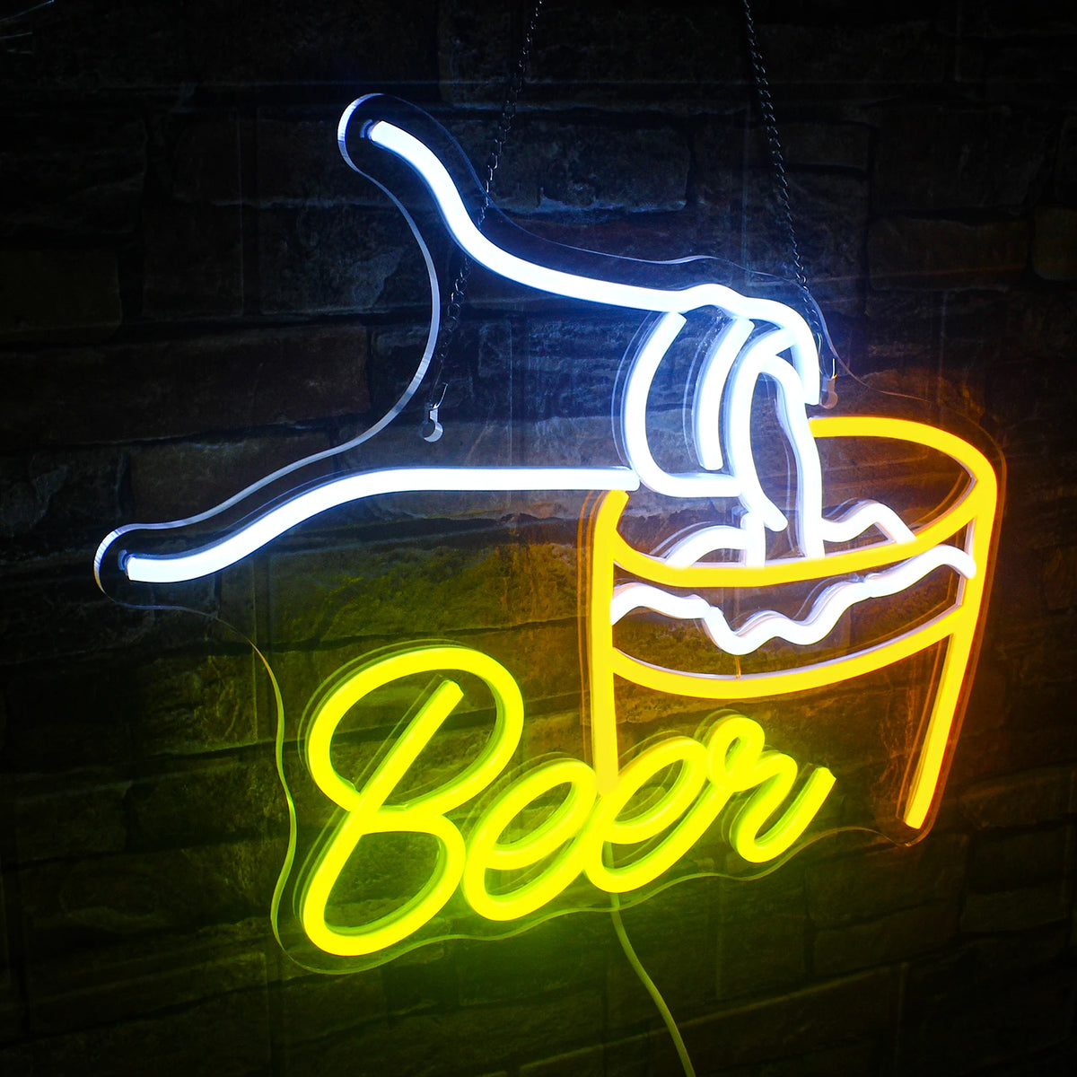 Beer – Bier beim Einschenken – LED-Leuchtschild (5 V USB)