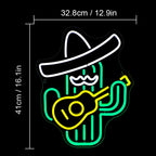 Gitarre spielender Cowboykaktus – LED-Neonschild (5 V USB)