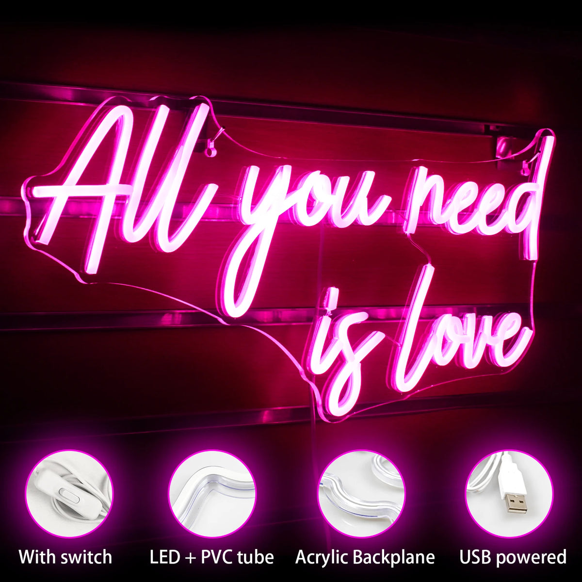 Alles, was du brauchst, ist Liebe 5V USB LED Neon Schild - Preisgünstig