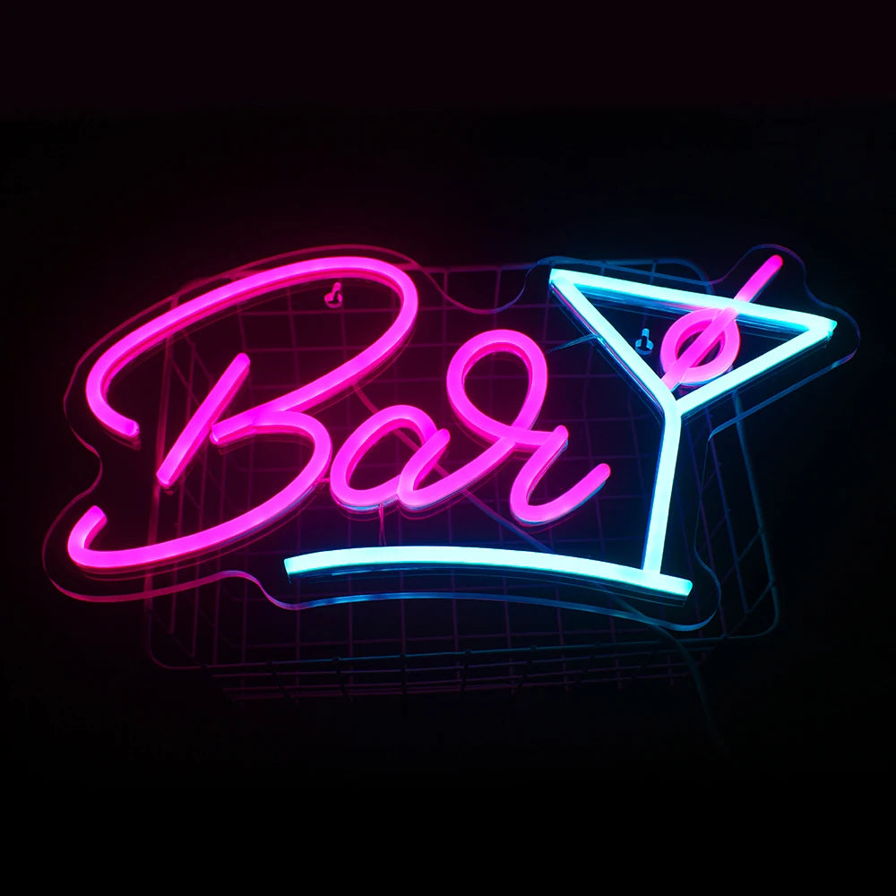 Bar – Cocktailglas – LED-Leuchtschild (5 V USB)