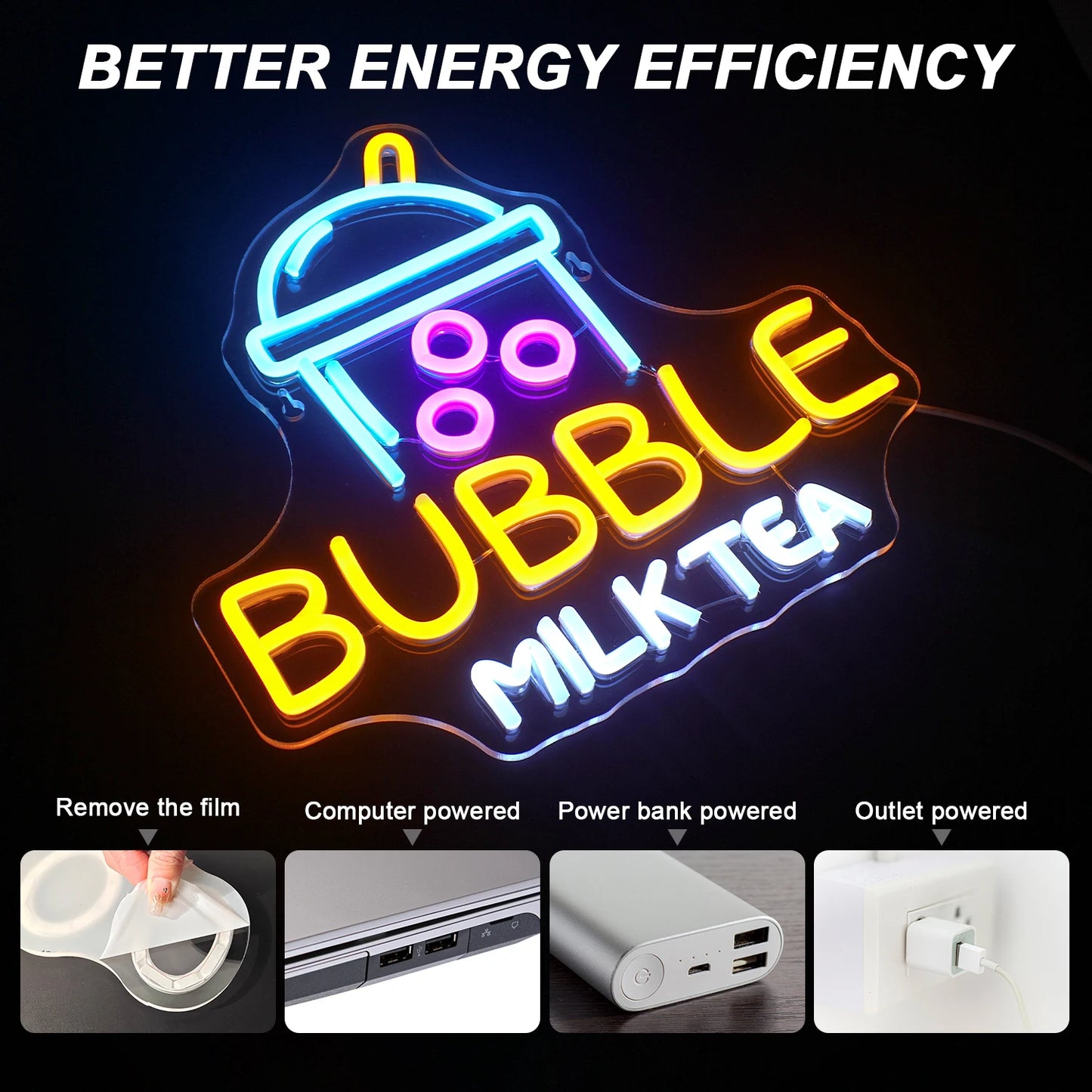 Bubble Milk Tea 5V USB LED Leuchtschild - Preisgünstig