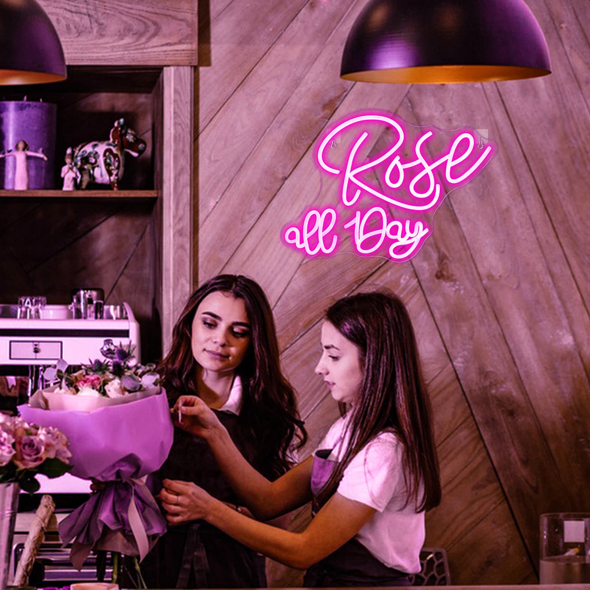 Rose all Day – LED-Leuchtschild (5 V USB)