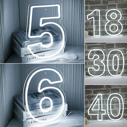 Birthday Number 5V Mini USB LED Neon Sign - Budget Friendly