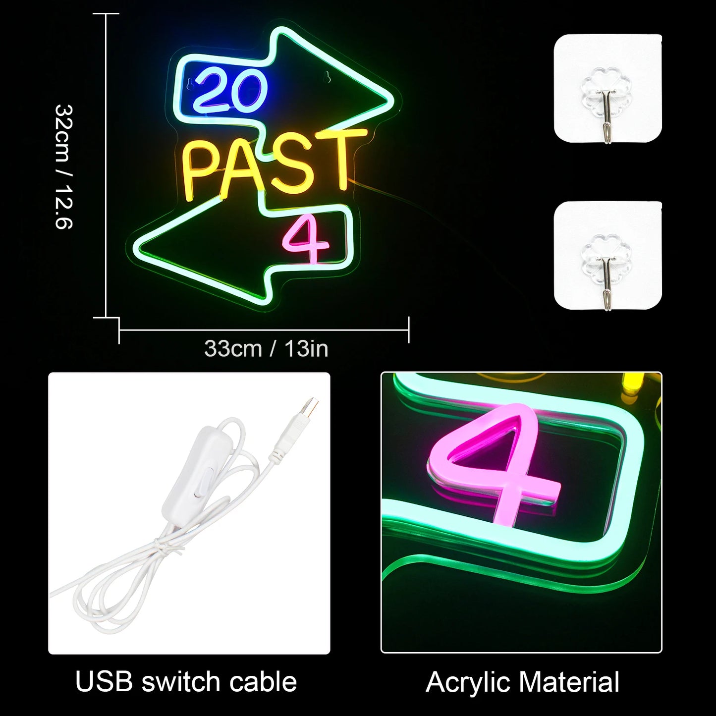 20 past 4 5V Mini USB  LED Neon Sign - Budget Friendly