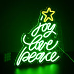 joy love peace – Weihnachtsbaum aus Wörtern mit Stern – LED-Neonschild (5 V USB)