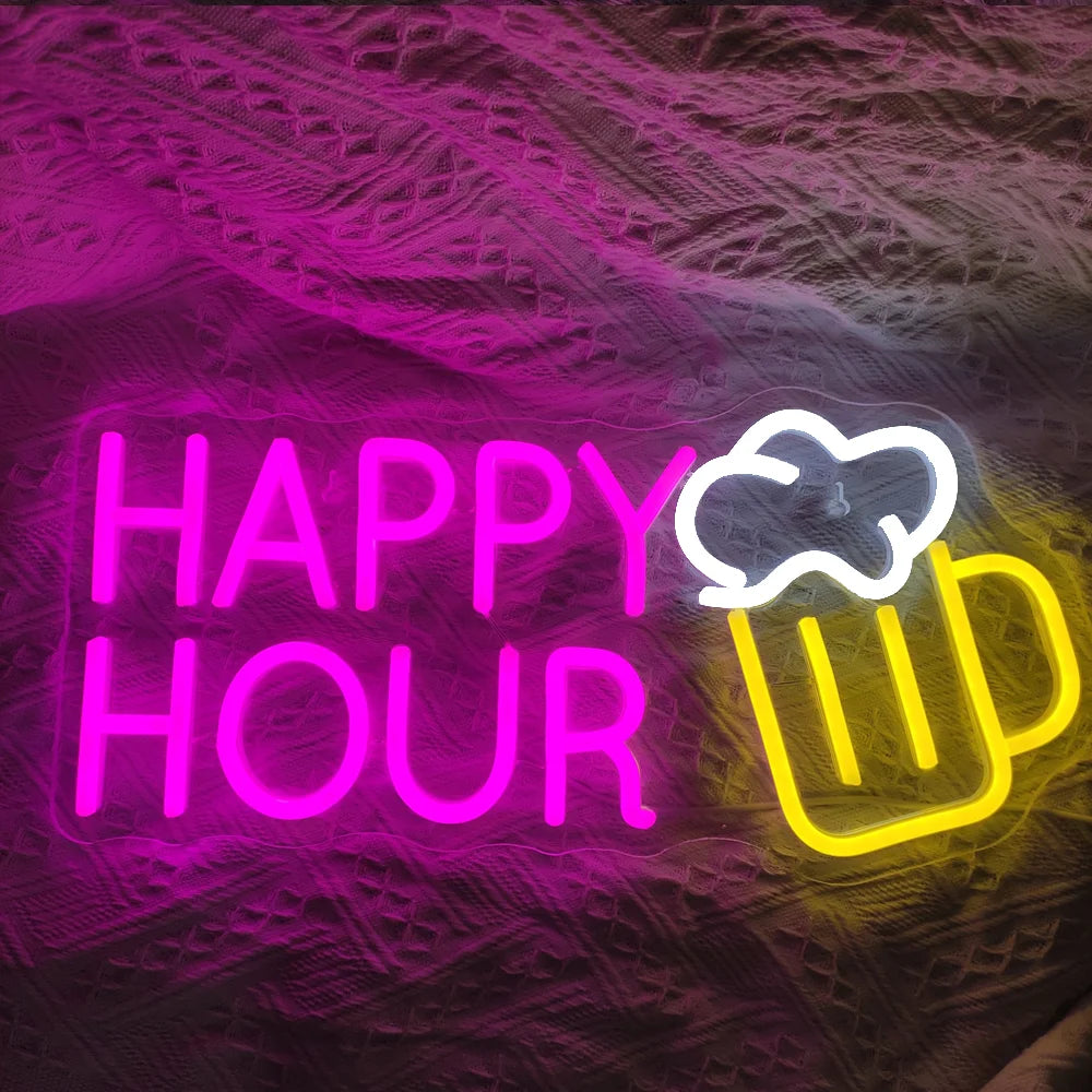 HAPPY HOUR – Bierkrug – LED-Leuchtschild (5 V USB)