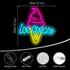 Ice Cream – Eistüte oberhalb – LED-Leuchtschild (5 V USB)