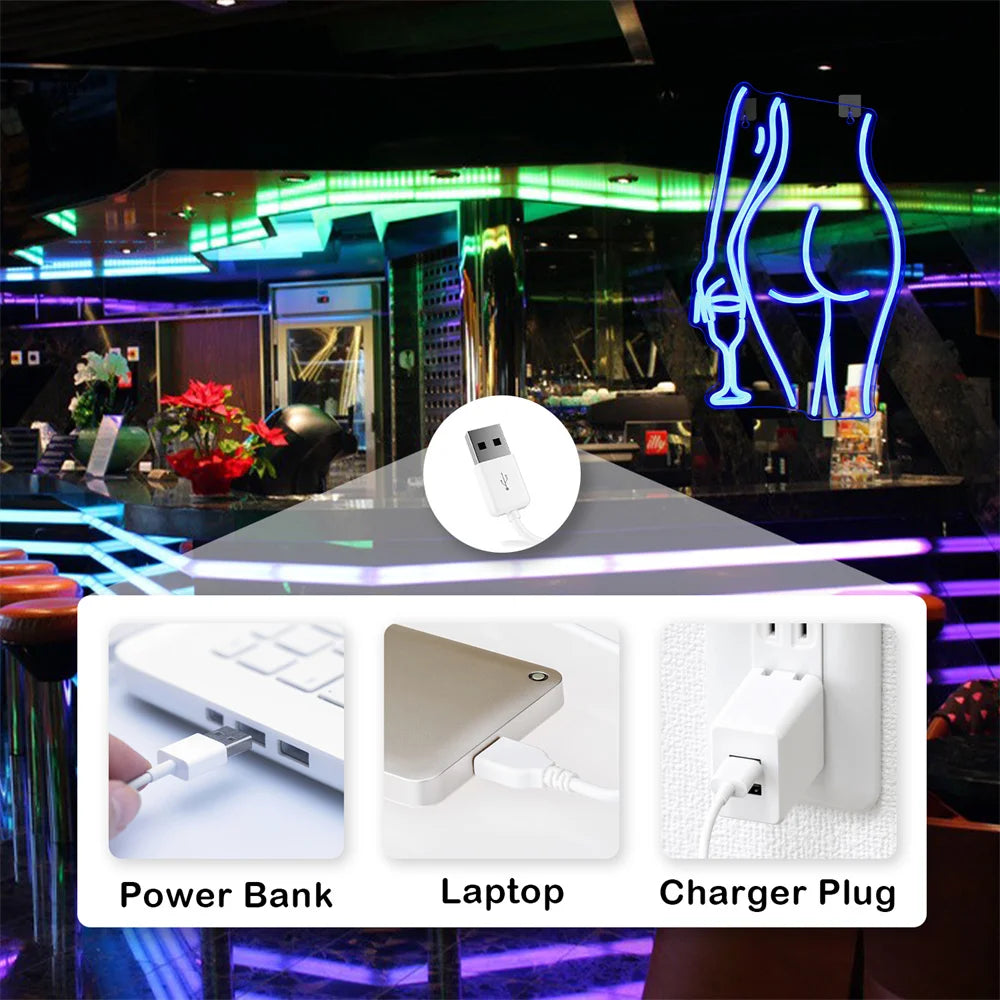 Frauensilhouette – LED-Neonschild (5 V USB)