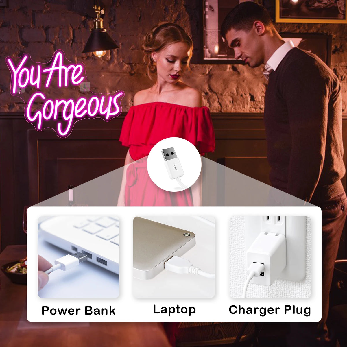 You Are Gorgeous – LED-Leuchtschild (5 V USB)