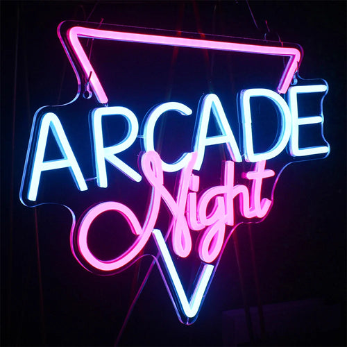 Arcade Night – Dreieckiger Rahmen – LED-Neonschild (5 V USB)