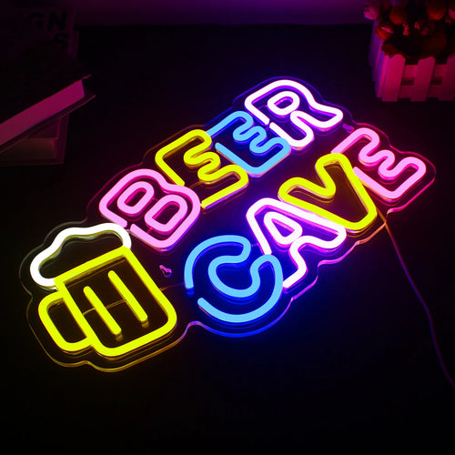 Beer Cave – Bierkrug – LED-Leuchtschild (5 V USB)