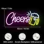 Cheers – Bierkrug – LED-Neonschild (5 V USB)