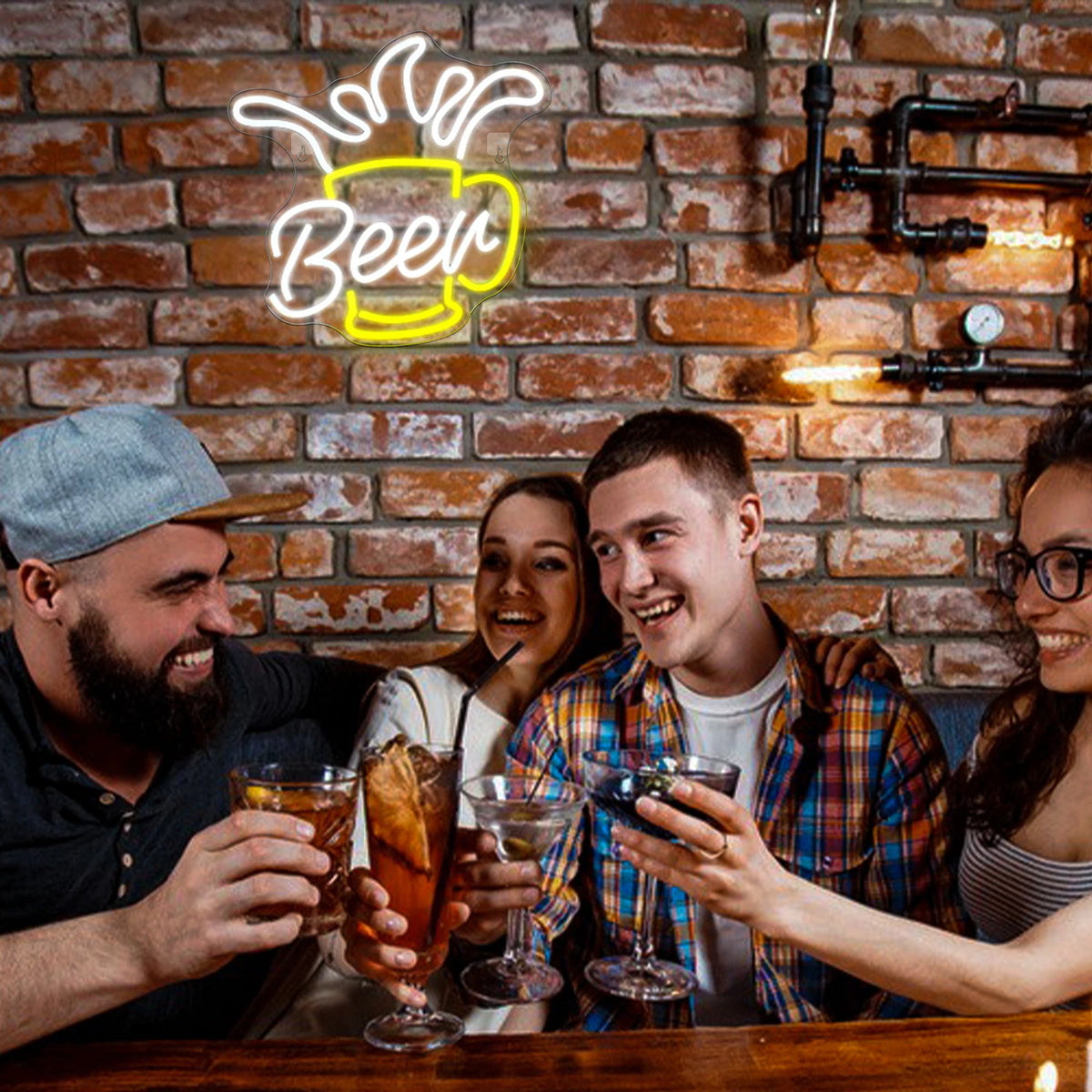 Beer – Schäumender Bierkrug – LED-Leuchtschild (5 V USB)