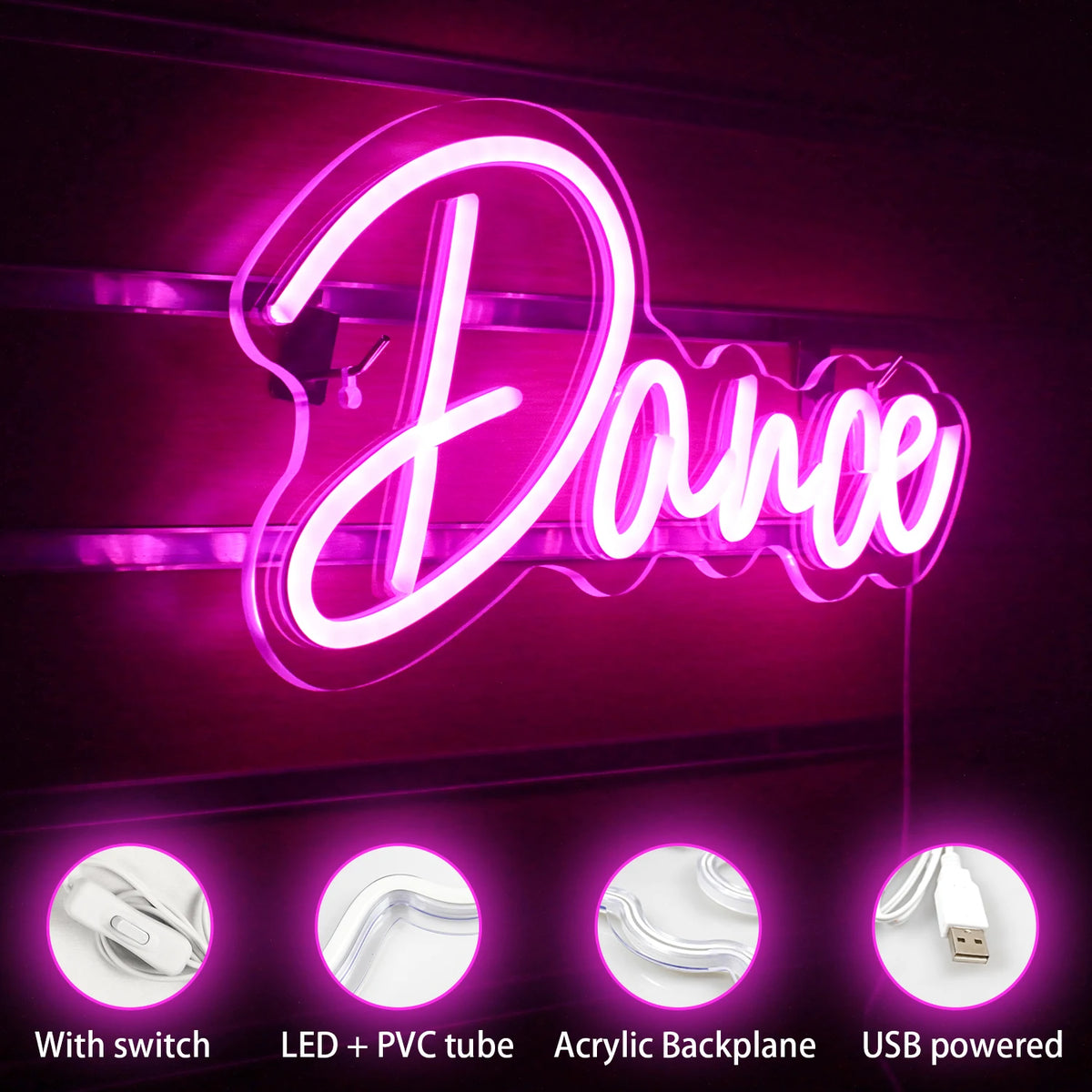 Dance – LED-Neon-Schriftzug (5 V USB)