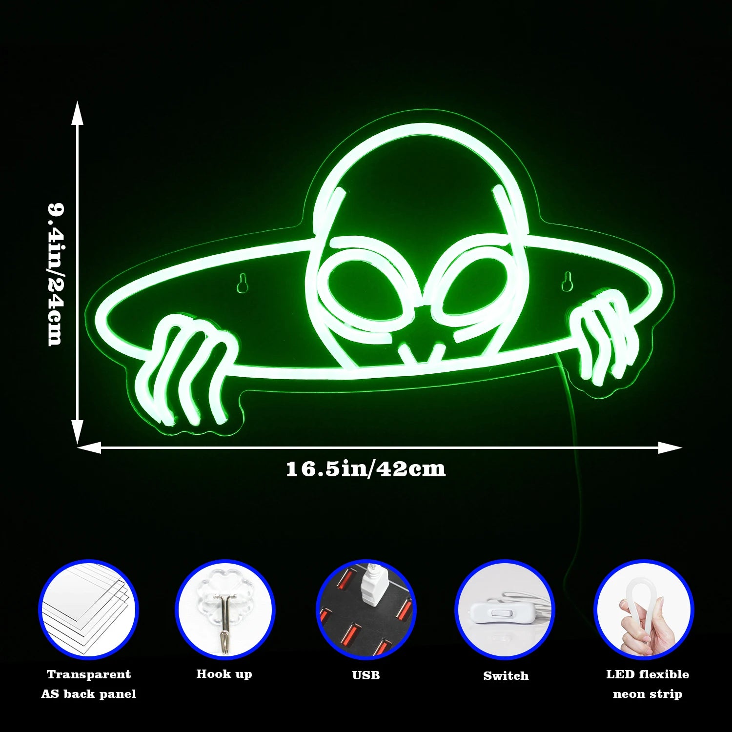 Alien 5V USB LED Neonschild - Preisgünstig