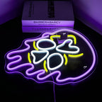 Lila Totenkopf mit Tropfeneffekt – LED-Neonschild (5 V USB)