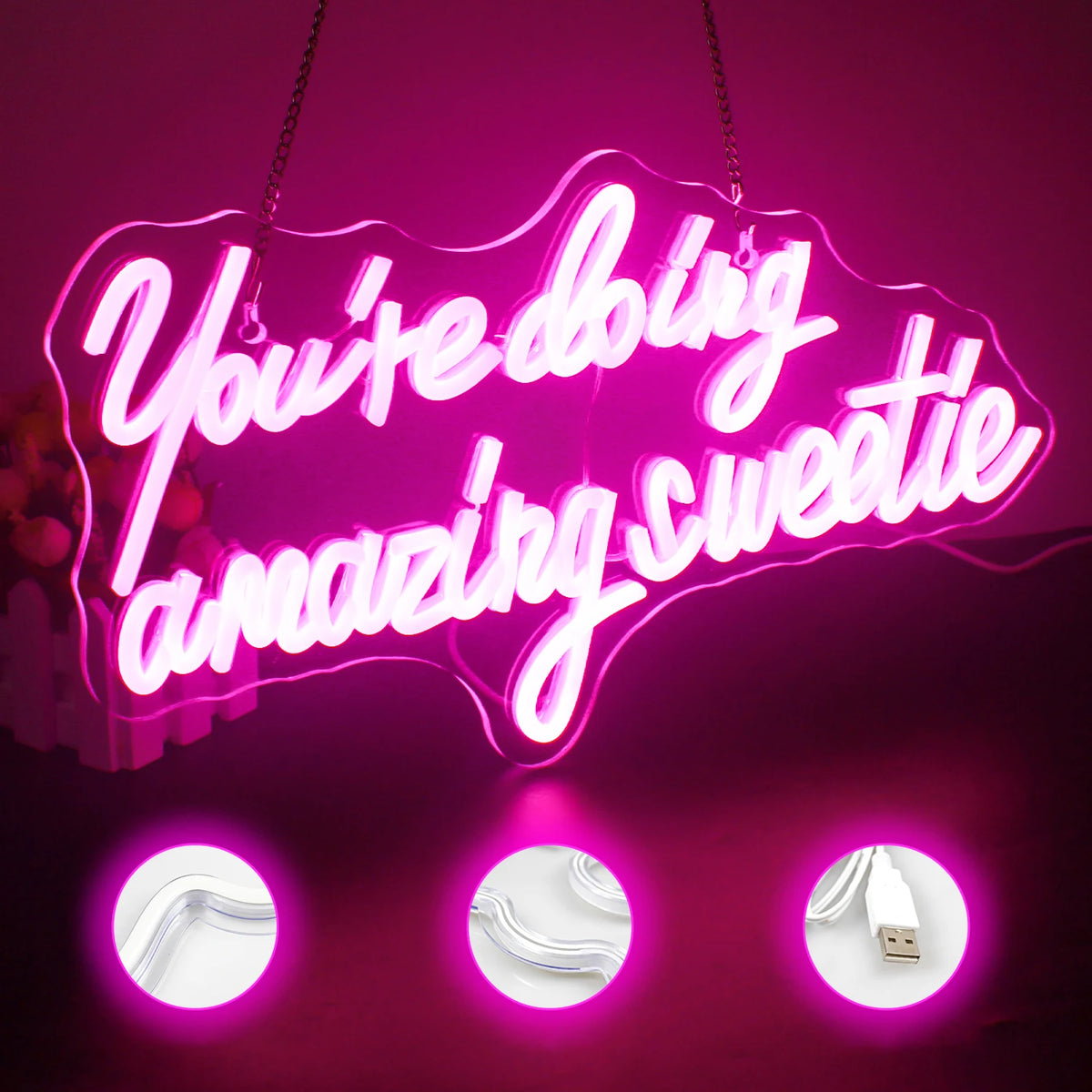 You're Doing Amazing Sweetie – LED-Neon-Schriftzug (5 V USB)