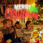 Merry Christmas – Weihnachtsbaum und Stern – LED-Neonschild (5 V USB)