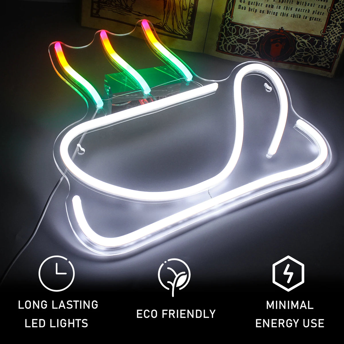 Buntes Kaffeemotiv – LED-Leuchtschild (5 V USB)