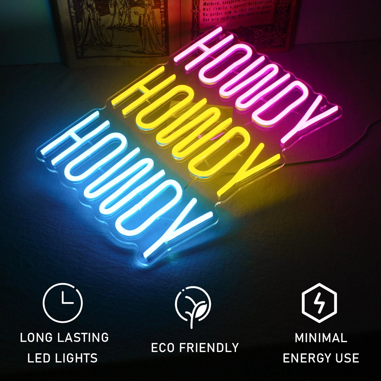 Howdy 5V Mini USB LED Neon Sign - Budget Friendly