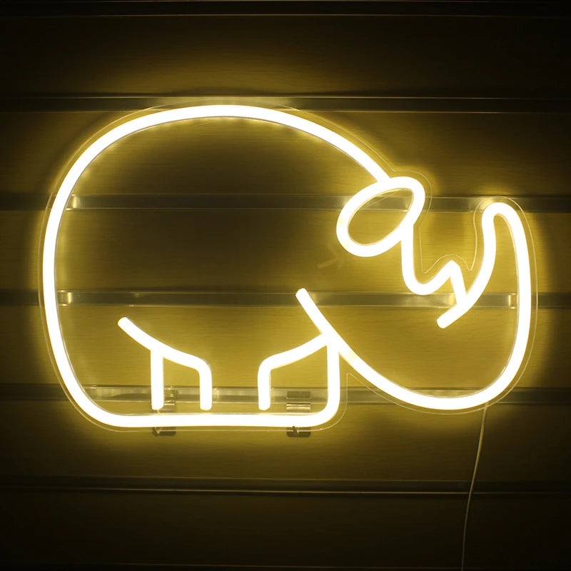Nashorn – LED-Neonschild (5 V USB)