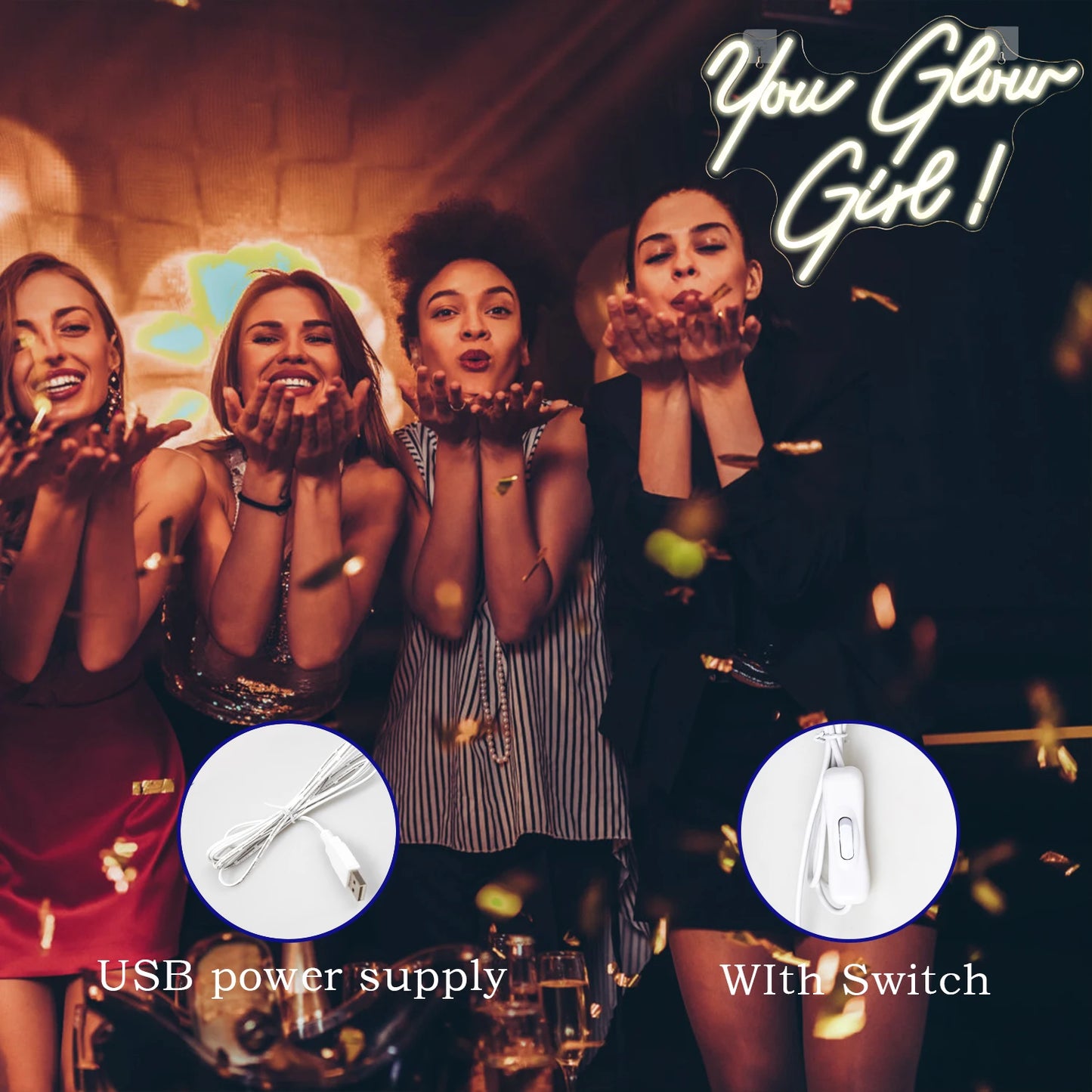 You Glow Girl 5V USB LED Leuchtschild - Preisgünstig