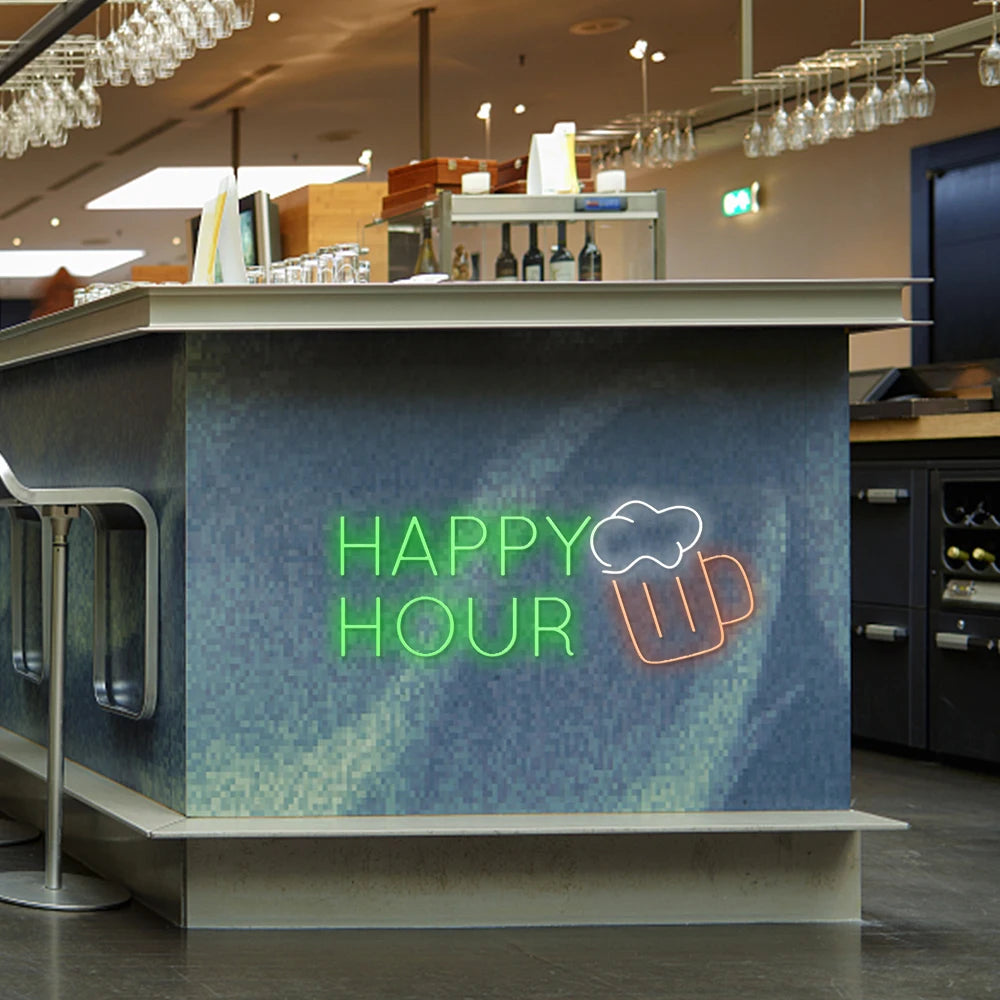 Happy Hour 5V Mini USB  LED Neon Sign - Budget Friendly