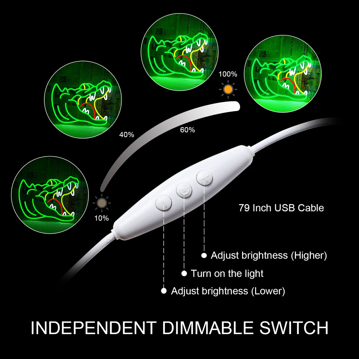 Alligator 5V USB LED Leuchtschild - Preisgünstig