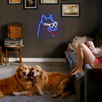 Hund mit Brille – LED-Neonschild (5 V USB)