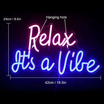 Relax It's a Vibe 5V Mini USB LED Neon Sign - Budget Friendly