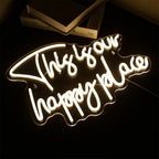 This is our happy place – LED-Neon-Schriftzug (5 V USB)