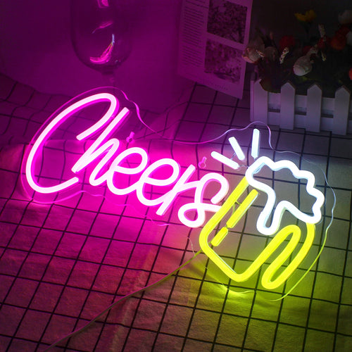 Cheers – Bierkrug – LED-Neonschild (5 V USB)